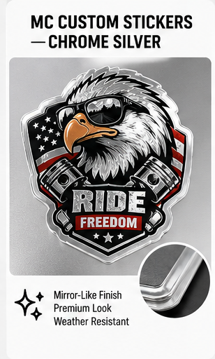LUMAKORA Chrome Silver Custom Stickers
